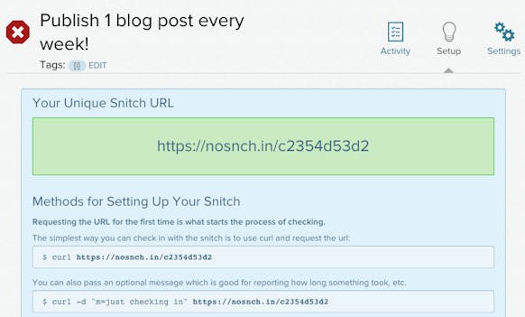 Snitch install page