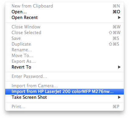 Preview's file menu